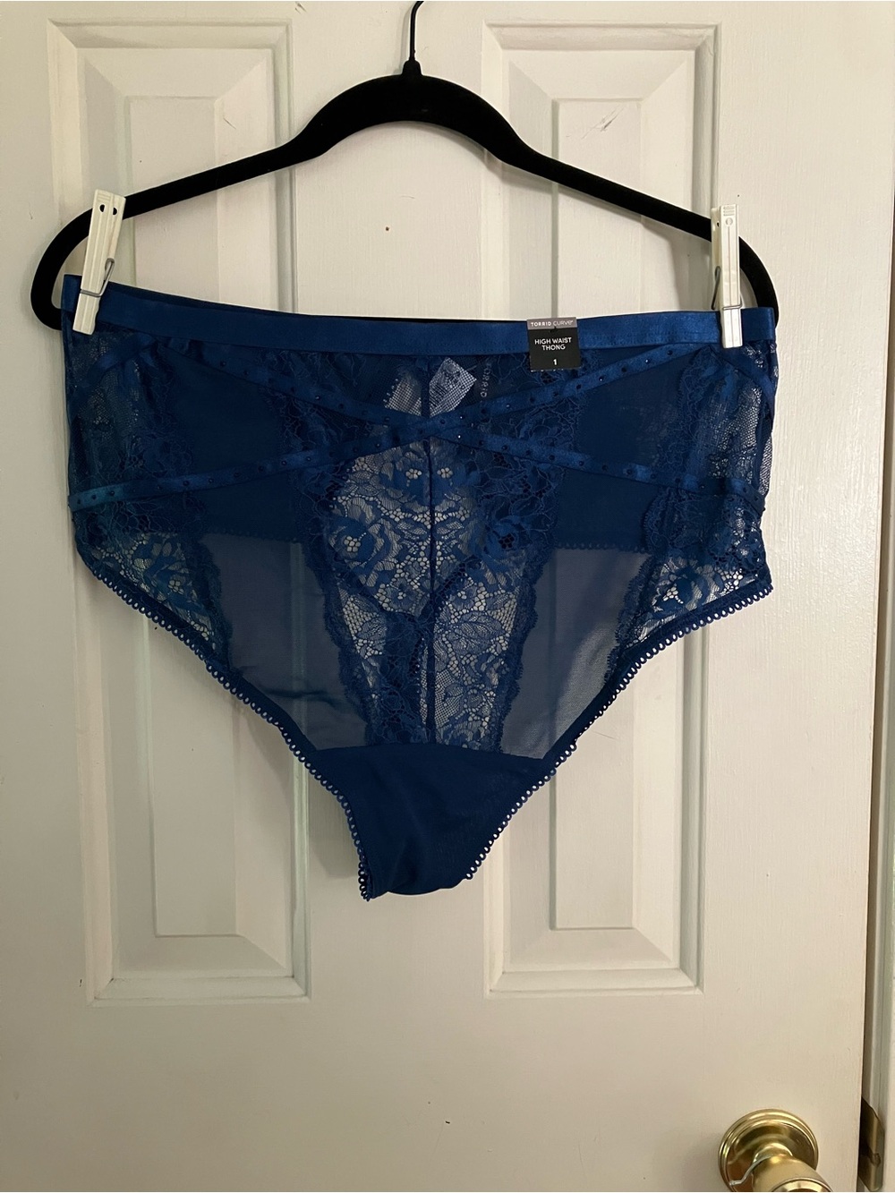 Torrid Curve Size 1 (14-16) Strappy Studded Estate Blue High Waist Thong NWT